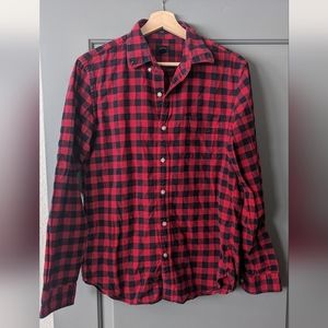 J. Crew Men's Red & Black Buffalo Check Oxford Slim Fit Button Up Shirt Size M
